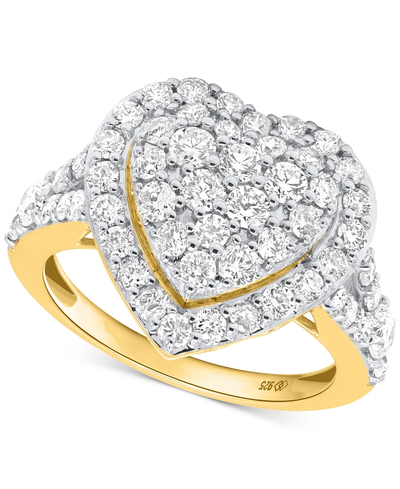 Forever Grown Diamonds Lab Diamond Heart Halo Cluster Ring (2 ct. t.w.) Sterling Silver or 14K Gold-Plated