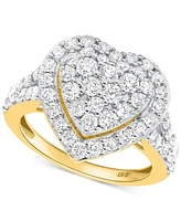 Forever Grown Diamonds Lab Diamond Heart Halo Cluster Ring (2 ct. t.w.) Sterling Silver or 14K Gold-Plated