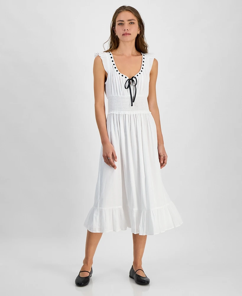 Kingston Grey Juniors' V-Neck Ribbon Midi Dress