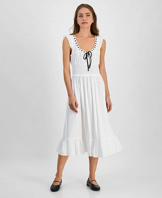 Kingston Grey Juniors' V-Neck Ribbon Midi Dress
