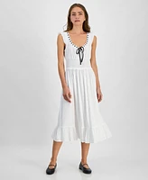 Kingston Grey Juniors' V-Neck Ribbon Midi Dress