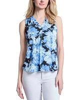 Jones New York Women's Moss Crepe Pleat-Front Top