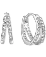 Ben Oni Sterling Silver Extra-Small Pave Split Hoop Earrings, 0.31"