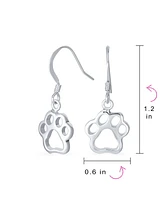 Bling Jewelry Best Friend Pet Lover Dangle Earrings with Dog Paw Print Sterling Silver Hooks