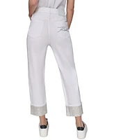 Karl Lagerfeld Paris Women's Crystal-Cuff Jeans