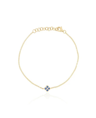 The Lovery Blue Sapphire Single Clover Bracelet 14K Gold