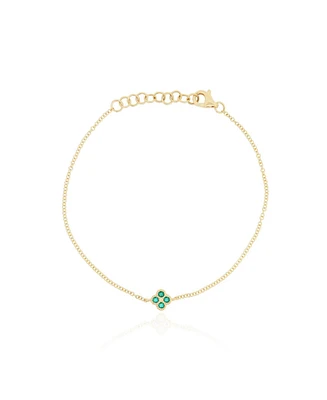 The Lovery Emerald Single Clover Bracelet 14K Gold