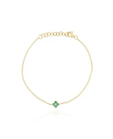 The Lovery Emerald Single Clover Bracelet 14K Gold