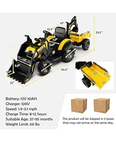 12V 3 in 1 Kids Ride On Excavator with Shovel Bucket and Music