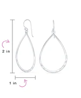 Bling Jewelry Pear Shaped Lightweight Hoop Huggie Earrings Sterling Silver 2 Inch
