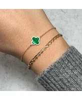 The Lovery Small Malachite Single Clover Bracelet 14K Gold