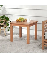 Square End Outdoor Adirondack Side Table with Slatted Tabletop