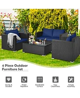 4-Piece Patio Conversation Set with Padded Cushions Comfortable and Stylish Outdoor Seating for Relaxation