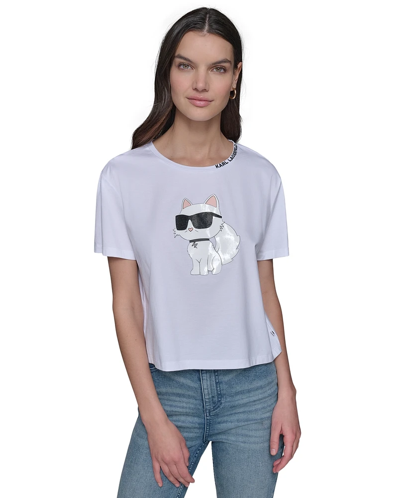 Karl Lagerfeld Paris Women's Emoji Choupette T-Shirt