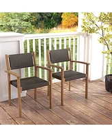 Set of 2 Stackable Outdoor Wicker Dining Chair