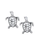 Bling Jewelry Hawaiian Sea Tortoise Beach Turtle Stud Earrings in Sterling Silver