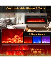 36" 5,000 Btu Electric Fireplace with Led Light Strips Remote Crystal Stones