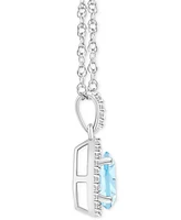 Lab Created Blue Sapphire (1 ct. t.w.) & White (1/6 Pear-Shape Pendant Necklace 10k Gold