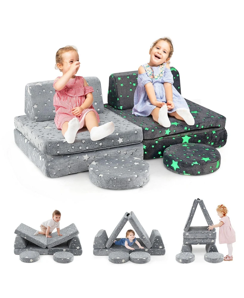 Modular Kids Play Couch Set Glow-in-the-Dark with Portable Handles Fun and Versatile Seating for Toddlers