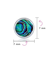 Bling Jewelry Round Bezel Set Abalone Shell Stud Earrings in Sterling Silver, 7MM