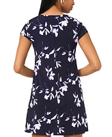 Msk Petite Floral-Print O-Ring Shift Dress