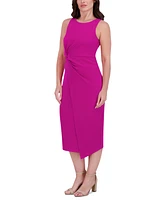 Siena Women's Ruched Side-Twist Sleeveless Midi Dress