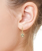 Effy White & Black Diamond (3/4 ct. t.w.) & Tsavorite Accent Jaguar Head Drop Earrings in 14k Gold