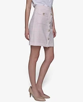 Karl Lagerfeld Paris Women's Button-Front Tweed Skirt