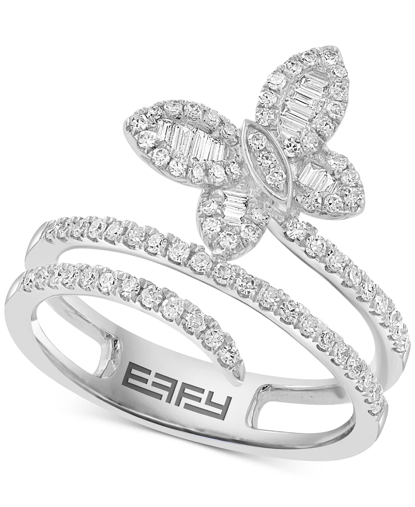 Effy Diamond Round & Baguette Butterfly Wrap Ring (3/8 ct. t.w.) in 14k White Gold