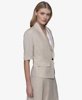 Karl Lagerfeld Paris Women's Lurex Elbow-Sleeve Peak-Lapel Jacket