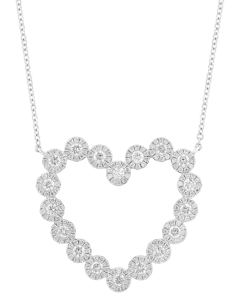 Effy Diamond Halo Open Heart 18" Pendant Necklace (1-1/6 ct. t.w.) in 14k White Gold