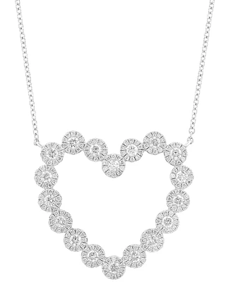 Effy Diamond Halo Open Heart 18" Pendant Necklace (1-1/6 ct. t.w.) in 14k White Gold