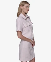 Karl Lagerfeld Paris Women's Tweed Fringe-Trim Jacket