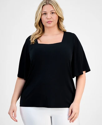 Jm Collection Plus Flutter-Sleeve Top, Exclusively at Macy's