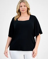 Jm Collection Plus Flutter-Sleeve Top, Exclusively at Macy's