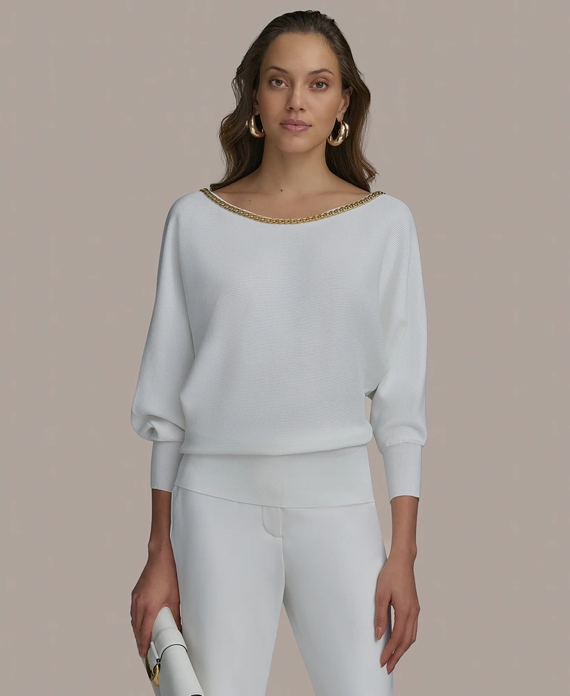 Donna Karan New York Women's Chain-Trim Sweater