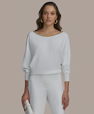 Donna Karan New York Women's Chain-Trim Sweater
