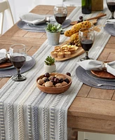 Design Imports Braided Stripe Jacquard Fringe Table Runner, 15" x 108"