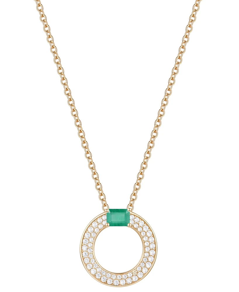 Macy's Sapphire (1/4 ct. t.w.) & Diamond Circular Pendant 18" Necklace 14k White Gold (Also Available Ruby Emerald)