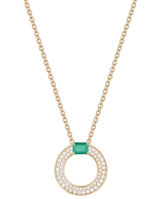 Macy's Sapphire (1/4 ct. t.w.) & Diamond Circular Pendant 18" Necklace 14k White Gold (Also Available Ruby Emerald)