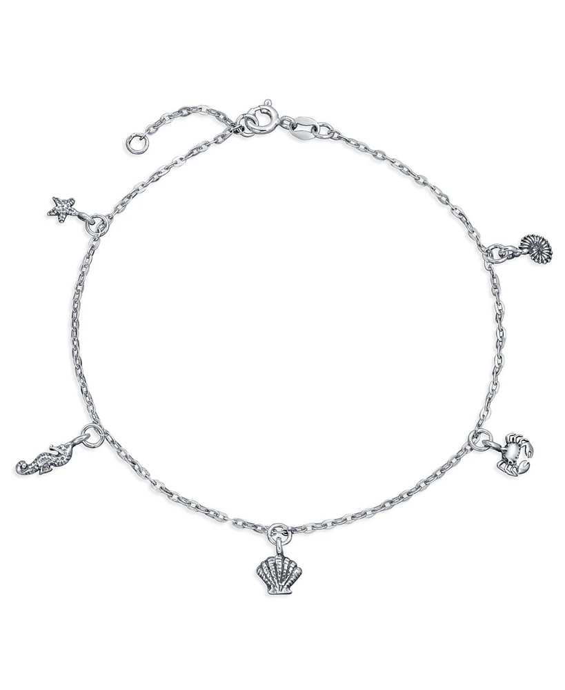 Bling Jewelry Nautical Charm Anklet Ankle Bracelet with Starfish Crab Seahorse and Seashell