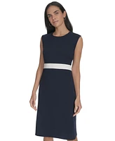 Calvin Klein Women's Jewel-Neck Sleeveless A-Line Dress