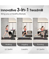 3-in-1 Folding Treadmill with Large Desk and Lcd Display