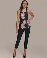 Donna Karan New York Women's Sleeveless Floral High-Neck Top