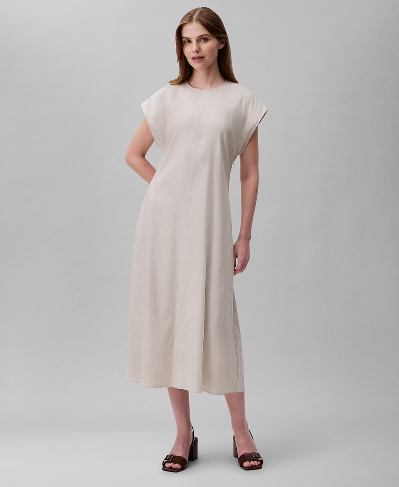 Calvin Klein Women's Linen-Blend Dolman-Sleeve Midi Dress