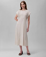 Calvin Klein Women's Linen-Blend Dolman-Sleeve Midi Dress