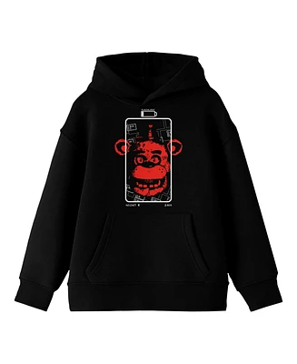 Five Nights At Freddy's Red Freddy Crew Neck Long Sleeve Youth Black Hooded Sweatshirt-xl