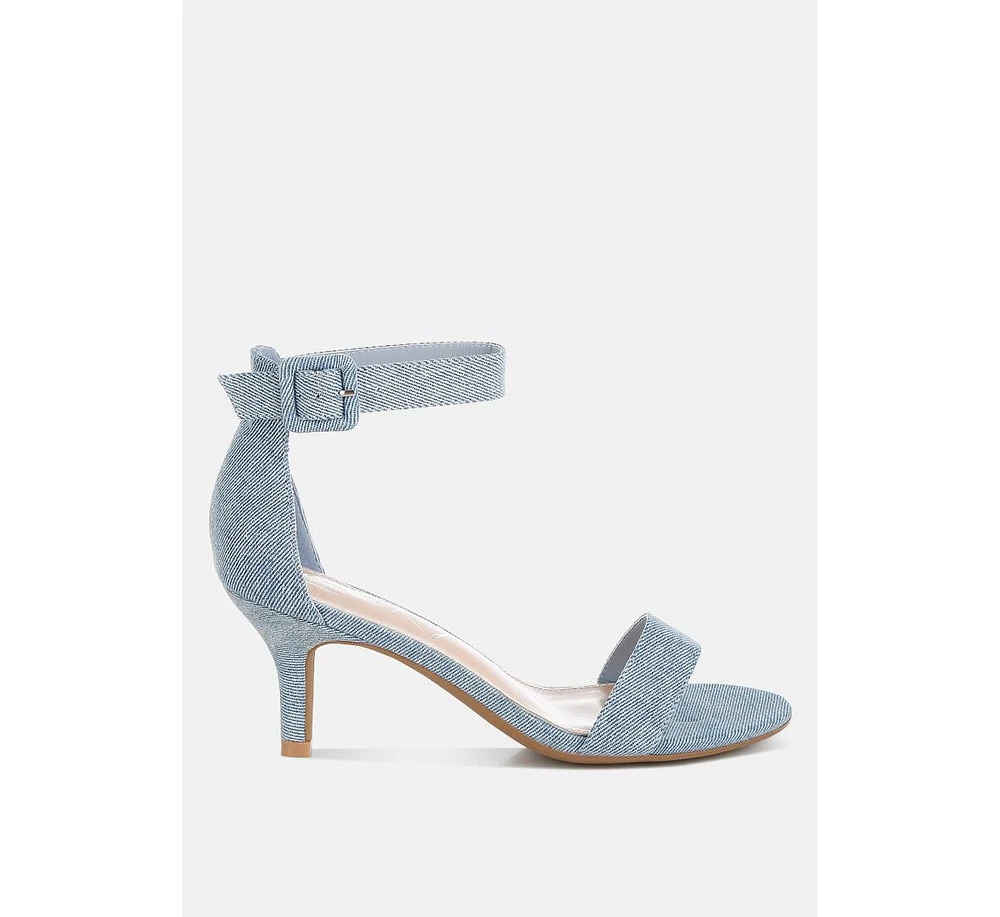 Ozula Denim Kitten Heel Sandals