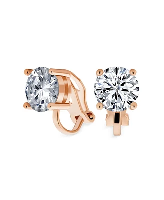 Bling Jewelry 2CT Solitaire Round Cubic Zirconia Cz Clip On Stud Earrings Non Piercing