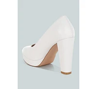 Damsor Leather Block Heel Pumps